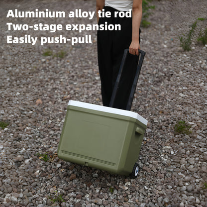 9.25gal Four Seasons Universal Multifunctional Pull Rod Insulation Box With Wheels For Fishing, Camping And Barbecue Food Cold Insulation Box