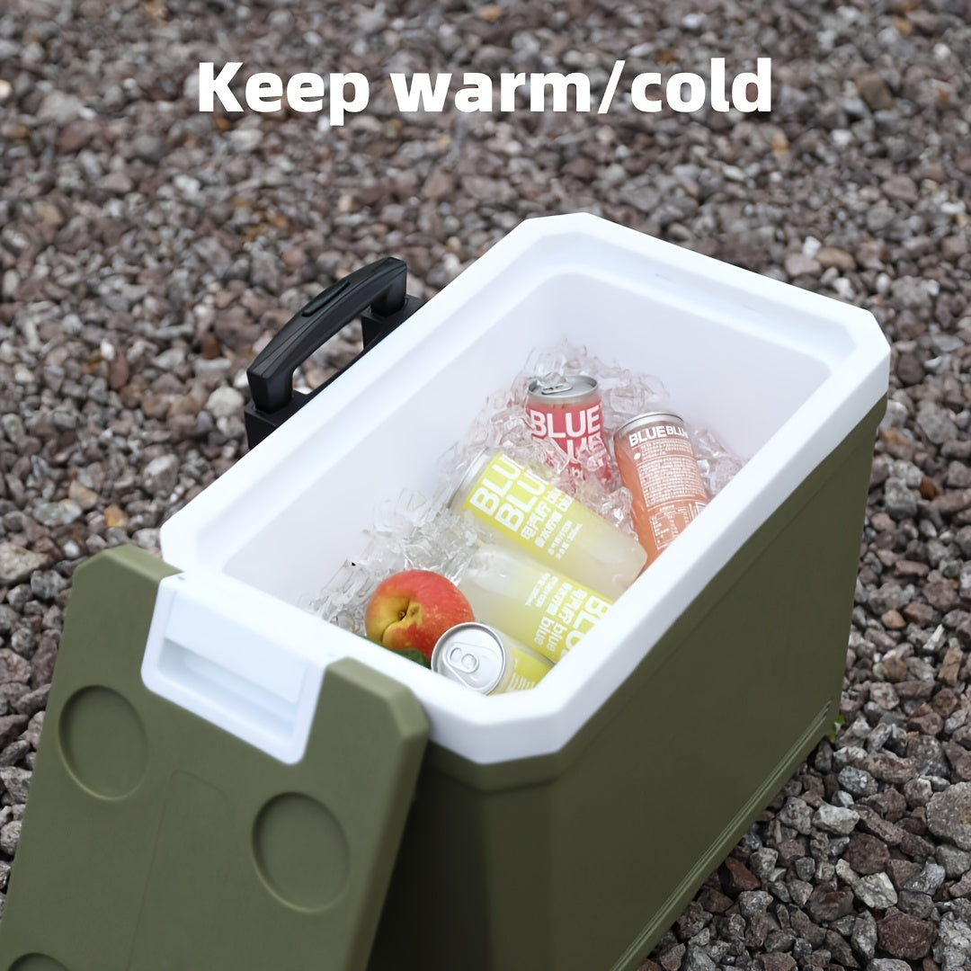 9.25gal Four Seasons Universal Multifunctional Pull Rod Insulation Box With Wheels For Fishing, Camping And Barbecue Food Cold Insulation Box