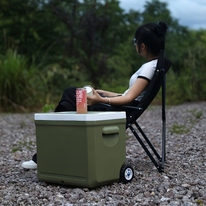 9.25gal Four Seasons Universal Multifunctional Pull Rod Insulation Box With Wheels For Fishing, Camping And Barbecue Food Cold Insulation Box