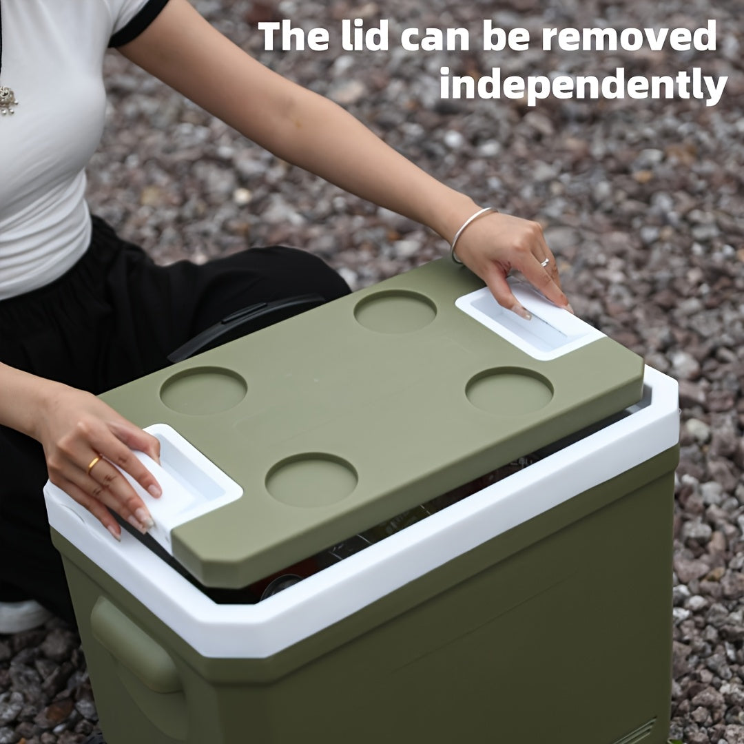 9.25gal Four Seasons Universal Multifunctional Pull Rod Insulation Box With Wheels For Fishing, Camping And Barbecue Food Cold Insulation Box