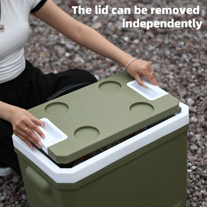 9.25gal Four Seasons Universal Multifunctional Pull Rod Insulation Box With Wheels For Fishing, Camping And Barbecue Food Cold Insulation Box