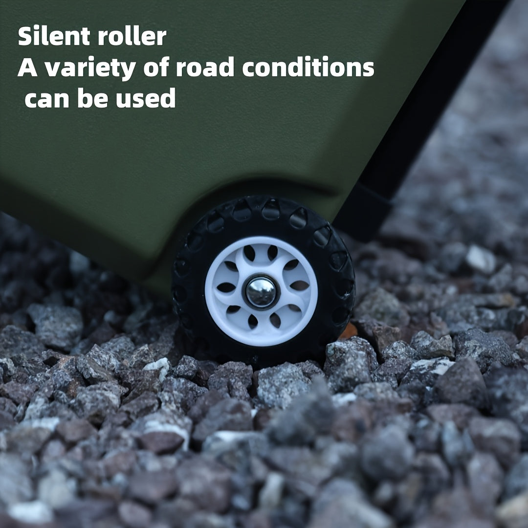 9.25gal Four Seasons Universal Multifunctional Pull Rod Insulation Box With Wheels For Fishing, Camping And Barbecue Food Cold Insulation Box