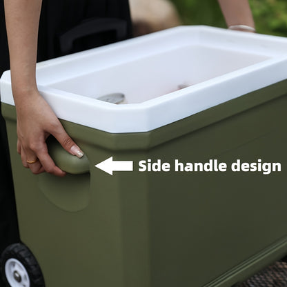 9.25gal Four Seasons Universal Multifunctional Pull Rod Insulation Box With Wheels For Fishing, Camping And Barbecue Food Cold Insulation Box